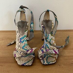 EUC Alexandre Birman Clarita Genuine Python Ankle Tie Sandals